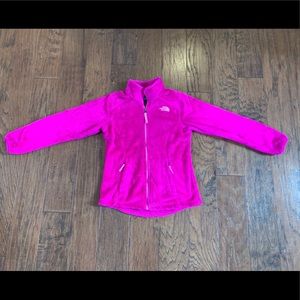 Girls North Face Osolita Hot Pink fleece jacket